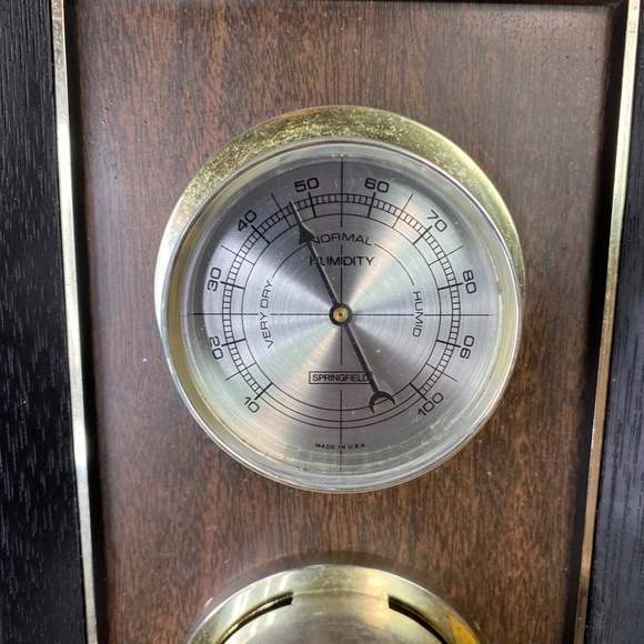 Vtg 3 Gauge Springfield Weather Station Temperature Humidity Barometer - Picture 2 of 9